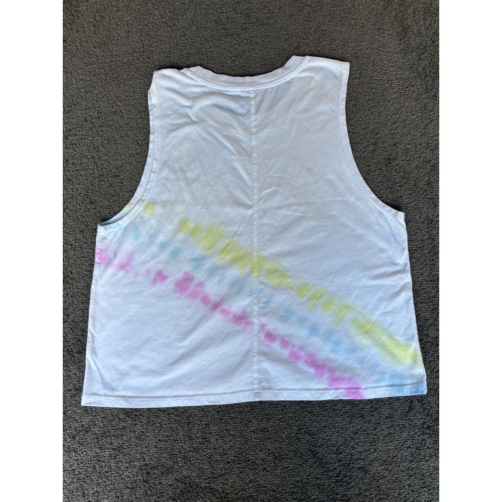 Betsey Johnson Performance Muscle Tank Top Women's Medium White Rainbow-Colored - Picture 6 of 6